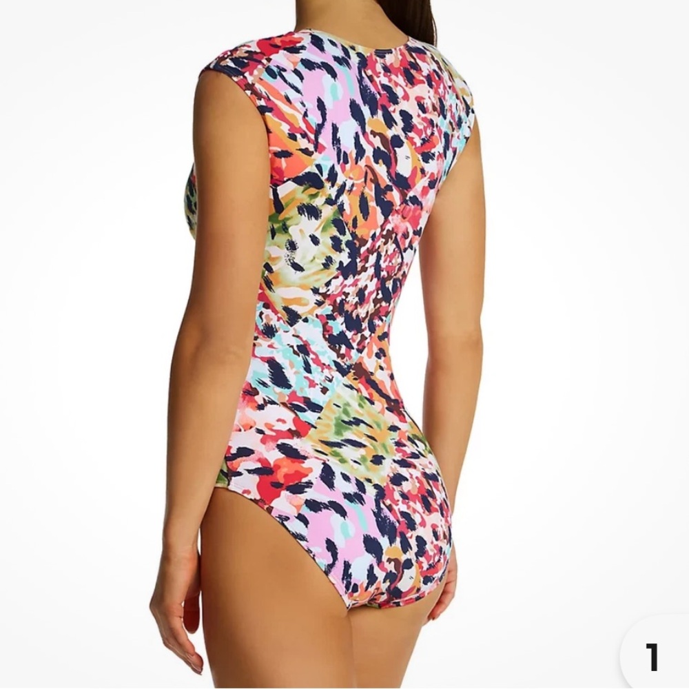 Bleu Rod Beattie One Piece Swimsuit Party Animal cap sleeve Tummy Control 12 - Picture 3 of 12